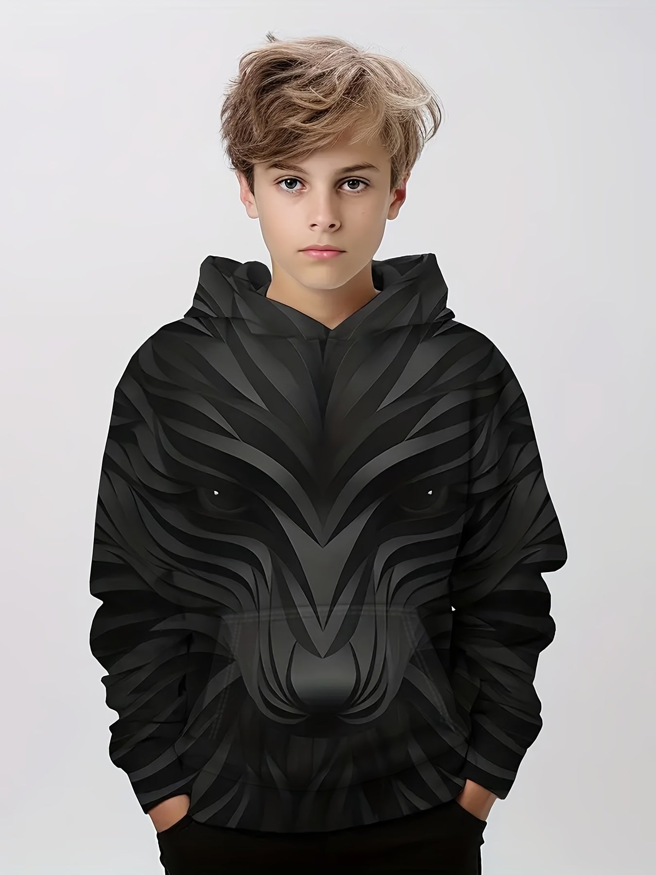 Animal 3D Print Boys Hooded Sweatshirt for Spring Fall Kids