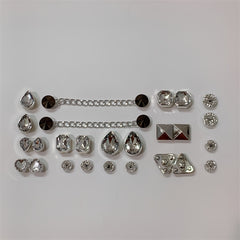 26pcs Silver Rhinestone Chain Shoe Buckle Set, Shoe Decoration Accessories
