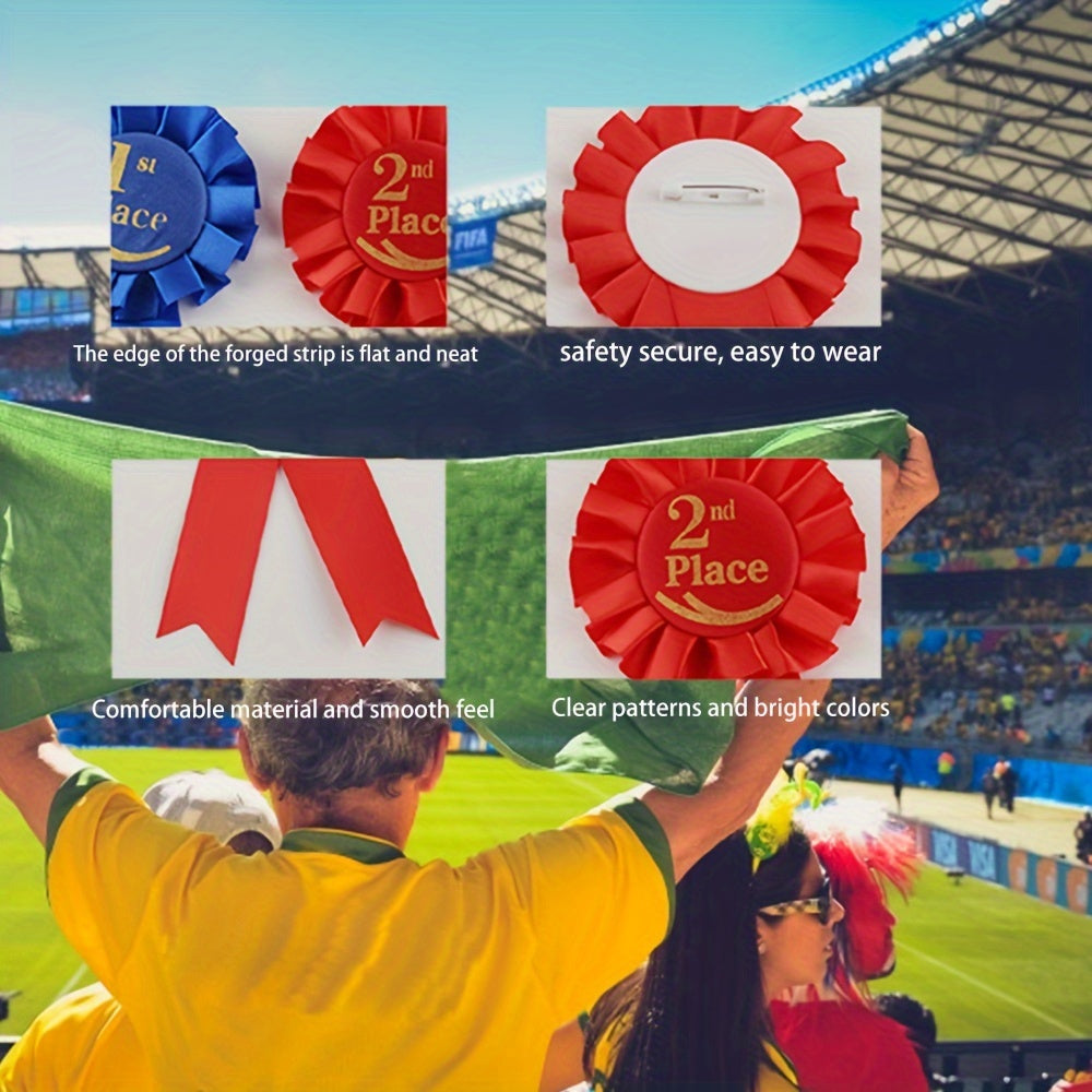 3pcs Red Rosette Ribbon Prize 1st 2nd 3rd Awards For Competitions