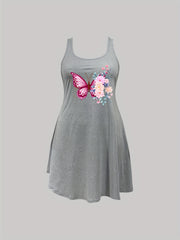 Butterfly Print Nightdress High Stretch Tank