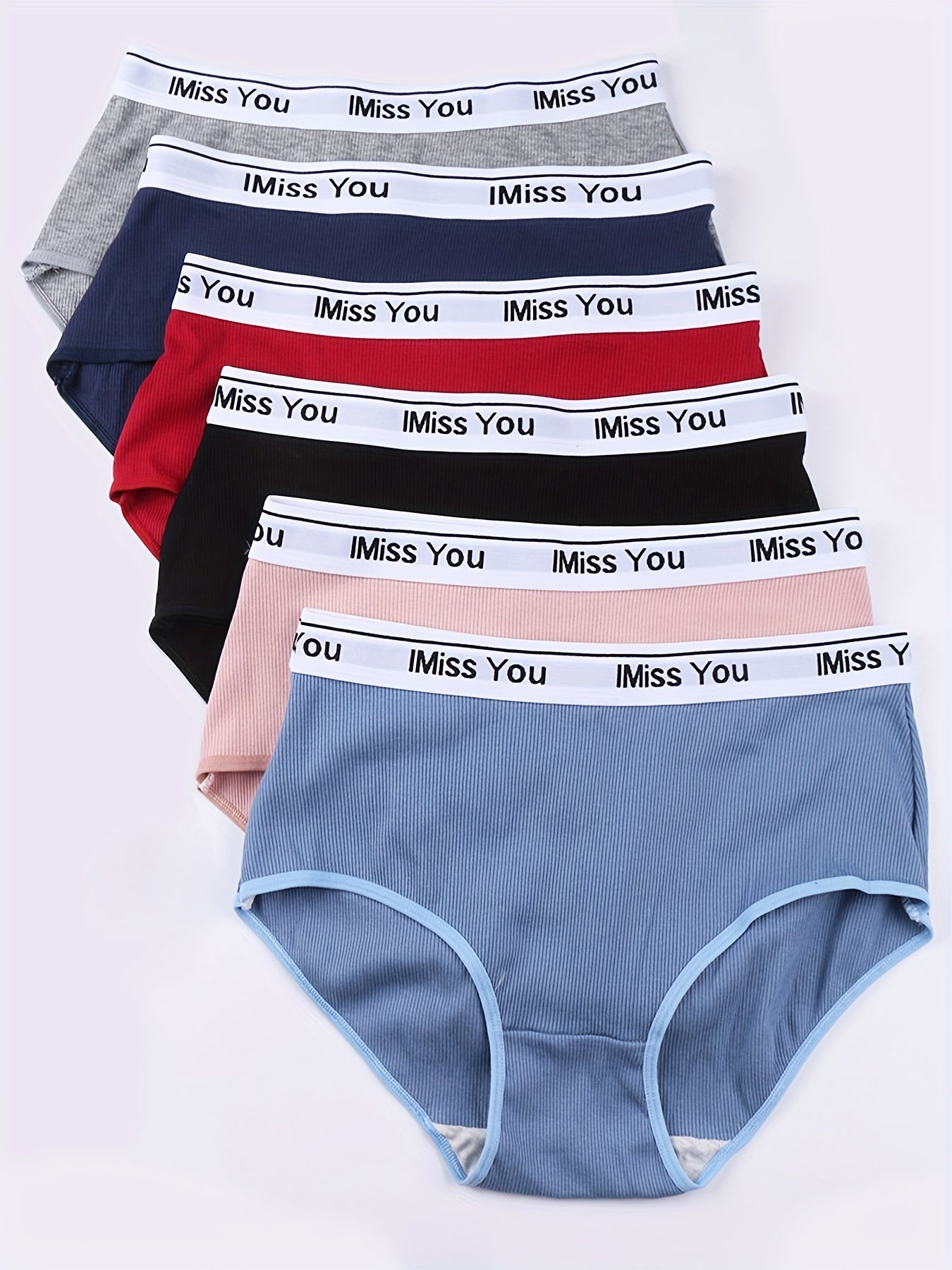 6pcs Letter Tape Briefs Comfy & Stretchy Intimates Panties Women's Lingerie