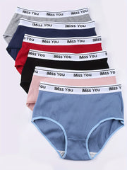 6pcs Letter Tape Briefs Comfy & Stretchy Intimates Panties Women's Lingerie