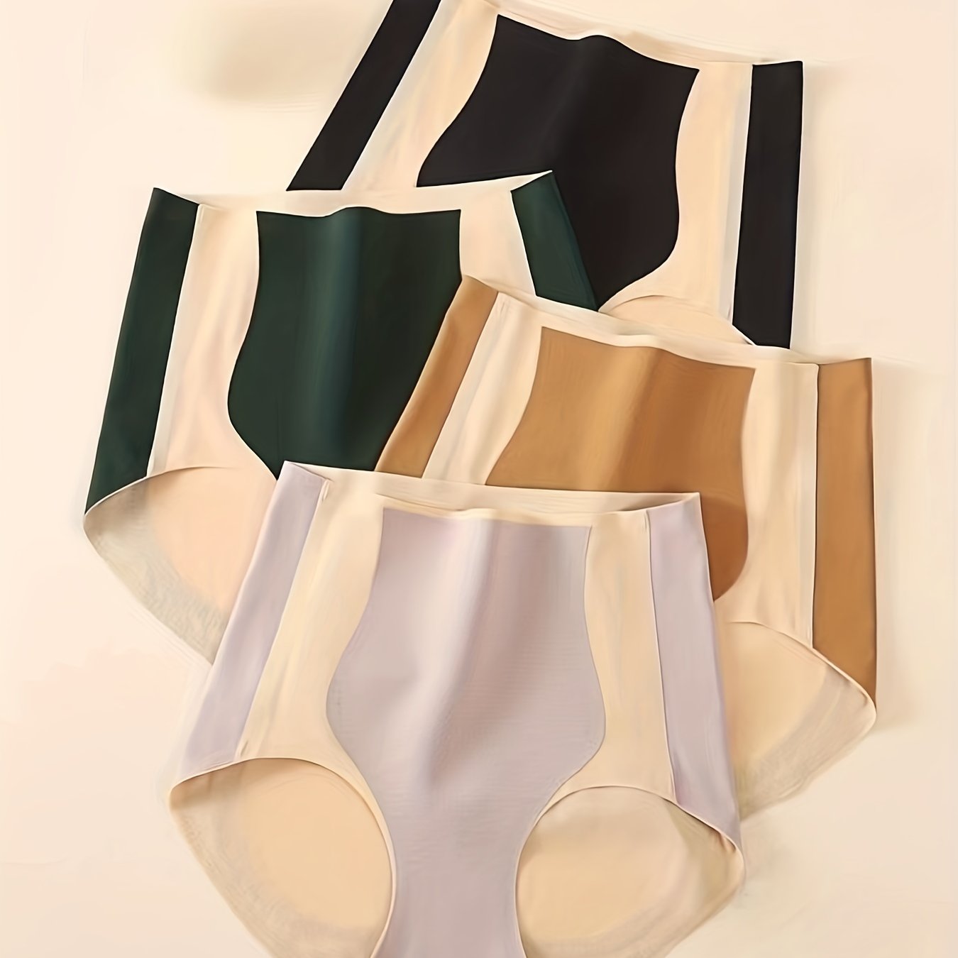 4pcs High Rise Seamless Briefs Colorblock Panties Women's Lingerie