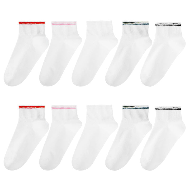 10 Pairs Summer Mesh Ankle Socks Breathable Thin Low Cut Striped Socks