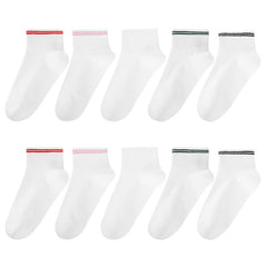 10 Pairs Summer Mesh Ankle Socks Breathable Thin Low Cut Striped Socks
