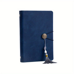 A5 Leather Loose Leaf Book with 200 Pages Tassel Pendant