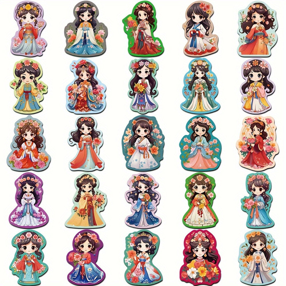 50pcs Ancient Costume Flower God Waterproof Stickers for Han