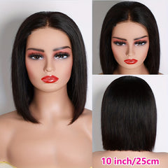 Brazilian Virgin Human Hair Bob Cut Straight Wig 4x4 Lace Closure Wig