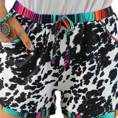 Leopard Print Drawstring Shorts Casual Elastic Waist Summer Shorts