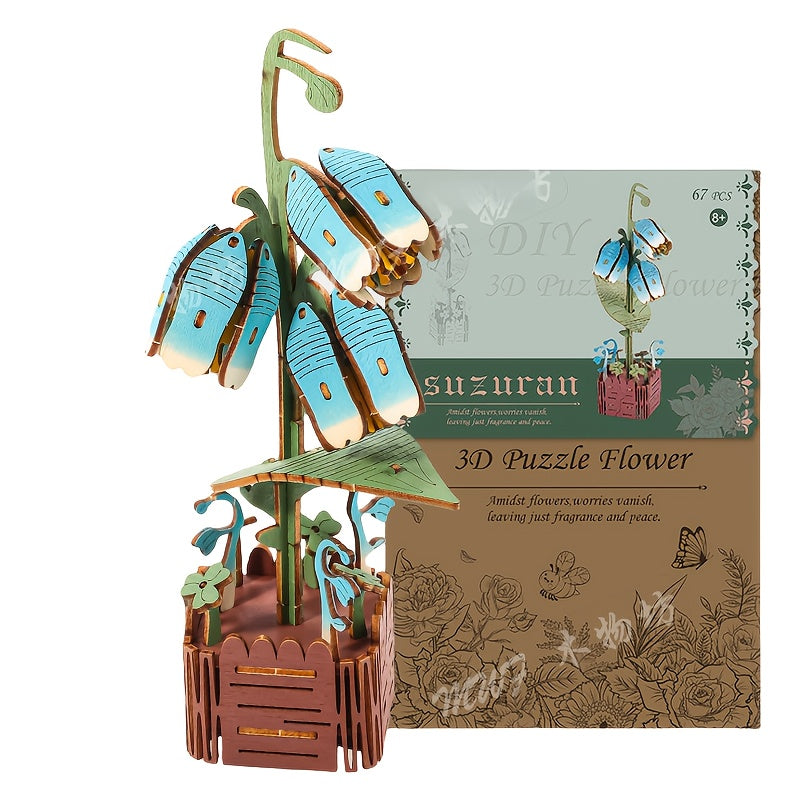 3D Rose Puzzle Wooden DIY Floral Model - No Electricity Needed