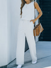 Striped Tank Jumpsuit Sleeveless Casual Jumpsuit