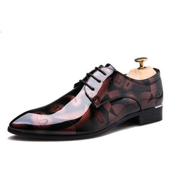Men Pointed Toe Oxford Shoes Lace Up Dress Shoes For Wedding