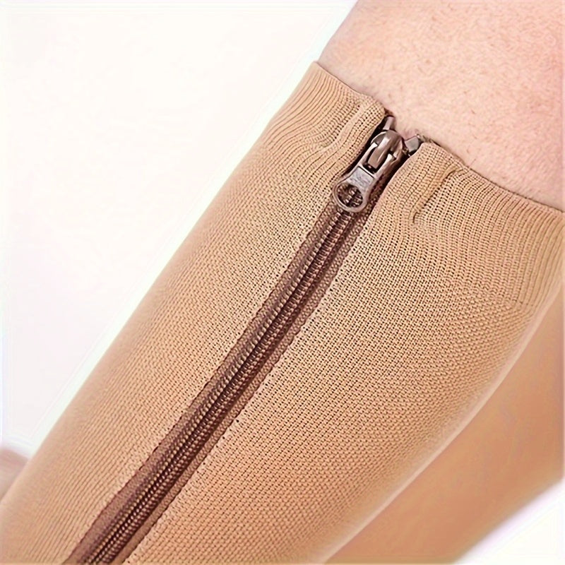 Zipper Open Toe Compression Socks Men Women Over Calf Stockings Nurses