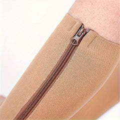 Zipper Open Toe Compression Socks Men Women Over Calf Stockings Nurses