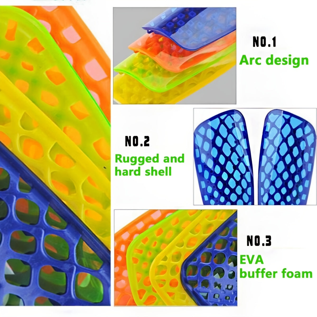 Football Shin Guards with Cushioning and Shock Absorption