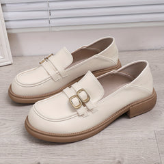 Women's Buckle Strap Loafers Faux Leather Comfortable Work Shoes