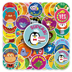 50pcs Cartoon Growth Reward Stickers Decor Fun Holiday & Birthday
