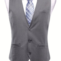 Vintage Style Dress Waistcoat Men's Single Breasted V Neck Smart Suit Vest