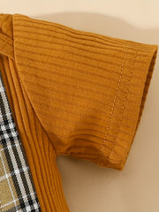2pcs Baby Boys Bowknot Onesie & Plaid Shorts Set