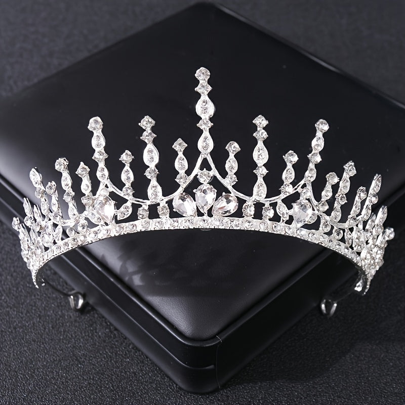 Vintage Silver Crown Bridal Headpiece Crystal Wedding Crown