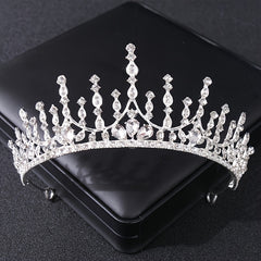 Vintage Silver Crown Bridal Headpiece Crystal Wedding Crown