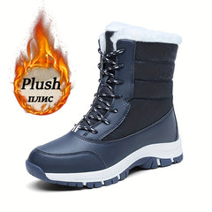 Women's Waterproof Snow Boots Thick Bottom High Top Lace Up Shoes