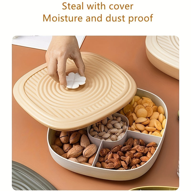 5-Compartment Snack Nuts Tray with Cover, Raya Dried Fruits Serving Platte