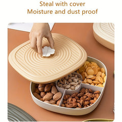 5-Compartment Snack Nuts Tray with Cover, Raya Dried Fruits Serving Platte