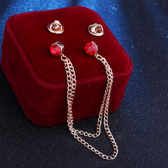 Rhinestone Tassel Pin Shirt Accessory Chain Brooch