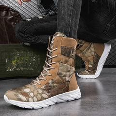 Men's Solid High Top Tactical Work Boots for Outdoor Hiking