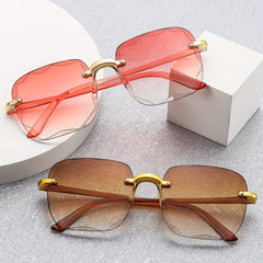 Rimless Square Sunglasses Gradient Lens Glasses UV400