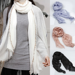 Green Gradient Wool Scarf Soft Warm Shawl Tassel Headwrap