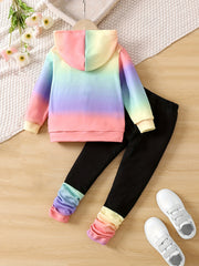 Girl's Unicorn Tie Dye Hoodie & Pants Set for Spring/Fall