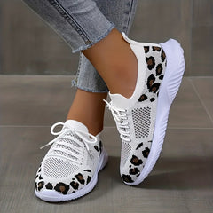 Leopard Print Sneakers Casual Lace Up Running Shoes