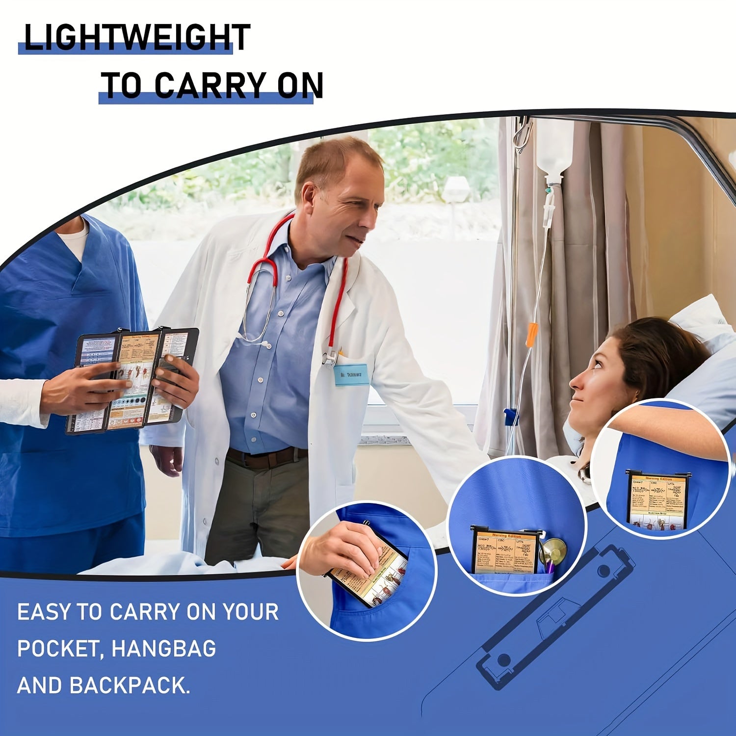 3-Layer Aluminum Nursing Clipboard with Cheat Sheets & Clip