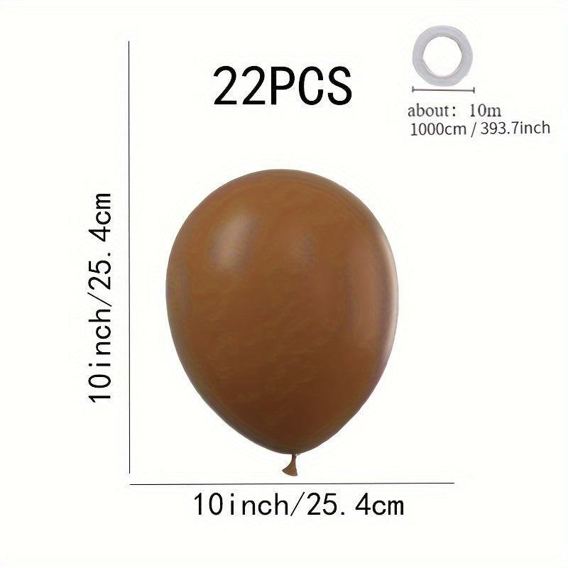 22pcs 25.4cm Brown Matte Thickened Latex Balloon Wedding Party Decoration