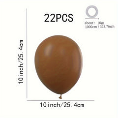 22pcs 25.4cm Brown Matte Thickened Latex Balloon Wedding Party Decoration