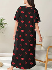 Kiss Print Short Sleeve Nightdress