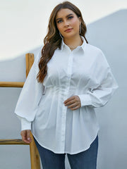 Button Up Tunic Blouse Slim Fit Long Sleeve Casual Shirt