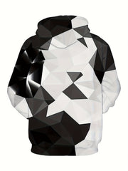 Geometry Print Hoodies For Men Drawstring Hooded Pullover