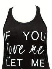 Casual Loungewear Dress Women's Plus Slogan Print Tank Nightdress