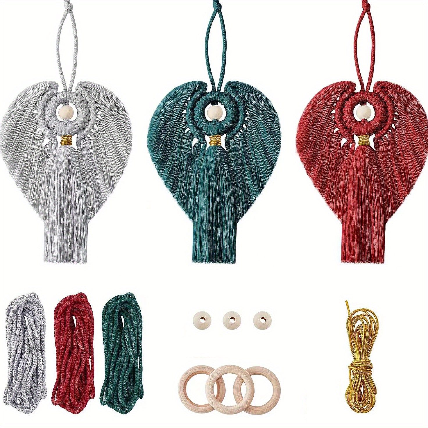 Macrame Angel Kit Christmas Hanging Ornament Wall Decor DIY Set