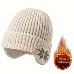 Winter Snowflake Pattern Knitted Ear Warm Hat