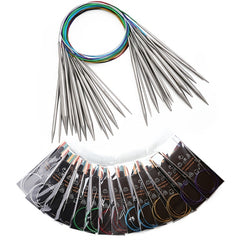 9pcs Circular Knitting Needles 25 5Inch Stainless Steel Knitting Needle