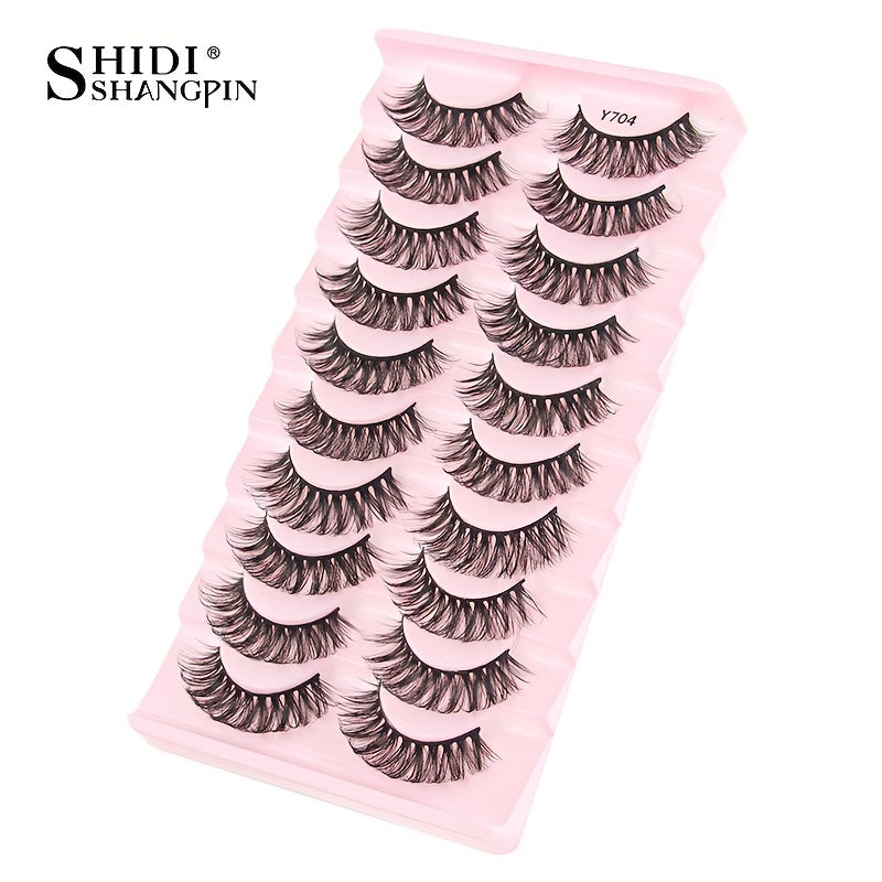 10 Pairs Natural Slender Thick False Eyelashes Extension