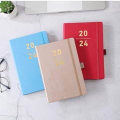 A5 Daily Planner Leather Bound Notebook Time Management Calendar