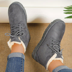 Women's Plush Inner Snow Boots Lace Up Winter Ankle Boots