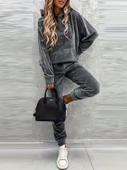 Velvet Hoodie & Joggers Two Piece Set