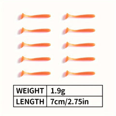 100pcs Bionic Soft Fishing Bait Trout Bass Paddle Tail Twister Tail Soft