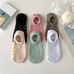 6 Pairs Jacquard Ankle Socks Hollow Out Breathable Women's Stock